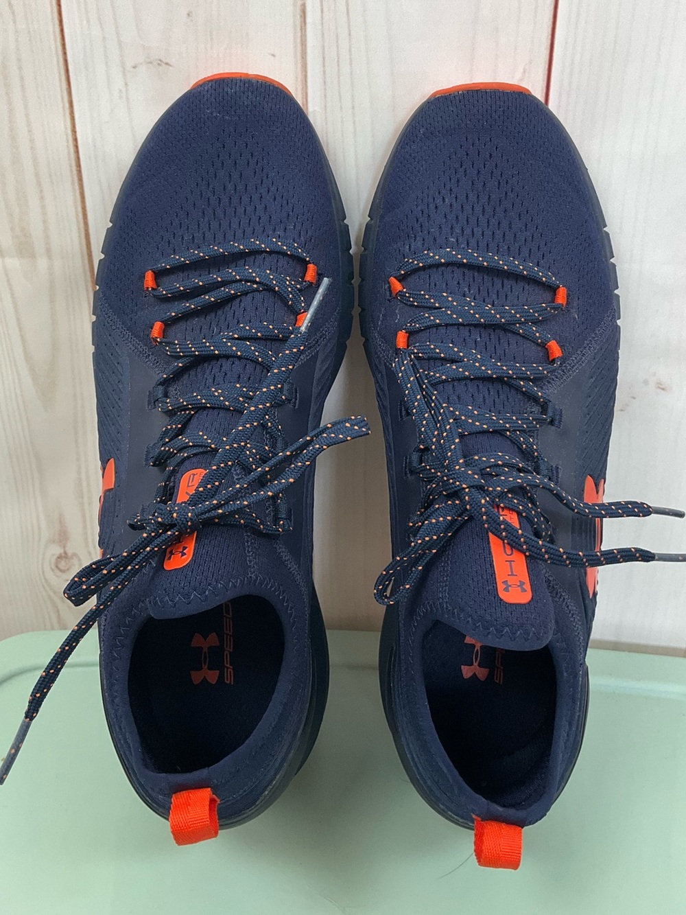 Under Armour HOVR Auburn Men's Navy Athletic Trainers with Orange Trim